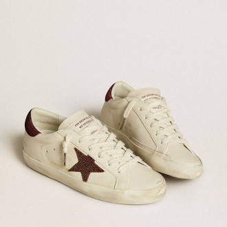 Golden Goose Super-Star With Suede Star And Heel Tab With Swarovski Crystals Golden Goose Super-Star With Suede Star And Heel Tab With Swarovski Crystals