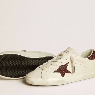Golden Goose Super-Star With Suede Star And Heel Tab With Swarovski Crystals Golden Goose Super-Star With Suede Star And Heel Tab With Swarovski Crystals