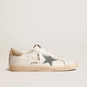 Golden Goose Super-Star With Suede Star And Platinum Snake-Print Leather Heel Tab