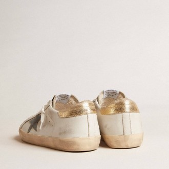 Golden Goose Super-Star With Suede Star And Platinum Snake-Print Leather Heel Tab
