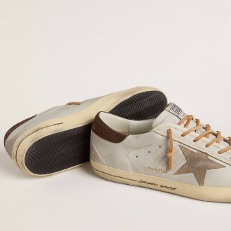 Golden Goose Super-Star With Tobacco-Colored Croc-Print Leather Star And Black Leather Heel Tab