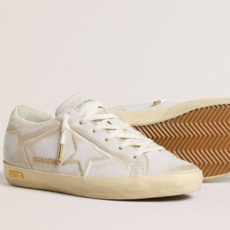 Golden Goose Super-Star With White Leather Star And Heel Tab With Lived-In Effect