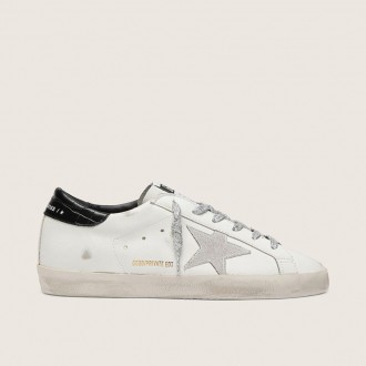 Golden Goose Super-Star With White Suede Star And Black Croc-Print Leather Heel Tab