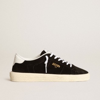 Golden Goose Tennis In Black Suede With White Leather Heel Tab