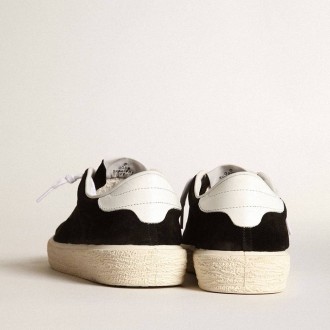Golden Goose Tennis In Black Suede With White Leather Heel Tab Golden Goose Tennis In Black Suede With White Leather Heel Tab