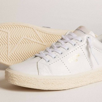 Golden Goose Tennis In White Leather