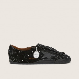 Golden Goose True-Star In Black Suede With Swarovski Crystals And Black Leather Star