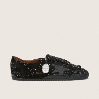 Golden Goose True-Star In Black Suede With Swarovski Crystals And Black Leather Star