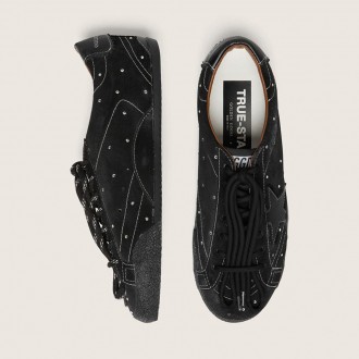 Golden Goose True-Star In Black Suede With Swarovski Crystals And Black Leather Star