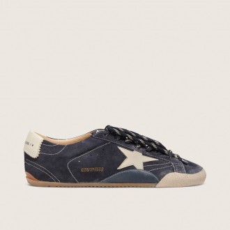 Golden Goose True-Star In Dark Blue Suede With White Nappa Leather Star And Heel Tab