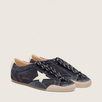 Golden Goose True-Star In Dark Blue Suede With White Nappa Leather Star And Heel Tab