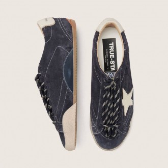 Golden Goose True-Star In Dark Blue Suede With White Nappa Leather Star And Heel Tab
