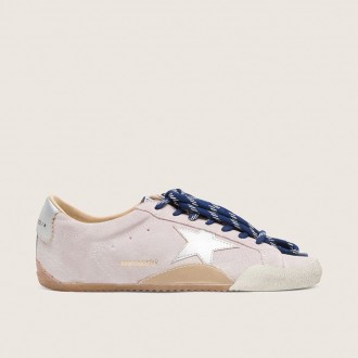 Golden Goose True-Star In Pastel Pink Suede With Silver Star And Heel Tab