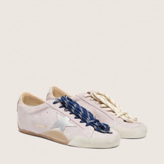 Golden Goose True-Star In Pastel Pink Suede With Silver Star And Heel Tab Golden Goose True-Star In Pastel Pink Suede With Silver Star And Heel Tab