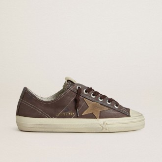 Golden Goose V-Star In Brown Nubuck With Tobacco-Colored Suede Star