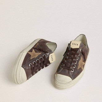 Golden Goose V-Star In Brown Nubuck With Tobacco-Colored Suede Star Golden Goose V-Star In Brown Nubuck With Tobacco-Colored Suede Star