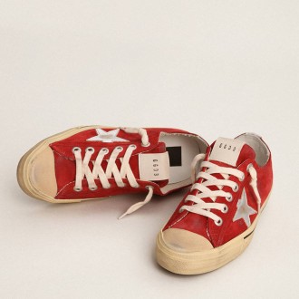 Golden Goose V-Star In Dark Red Suede With Silver Star And Heel Tab Golden Goose V-Star In Dark Red Suede With Silver Star And Heel Tab