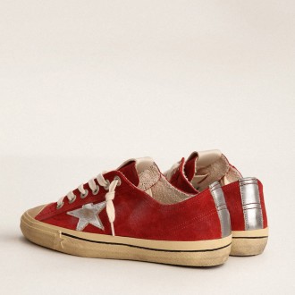 Golden Goose V-Star In Dark Red Suede With Silver Star And Heel Tab Golden Goose V-Star In Dark Red Suede With Silver Star And Heel Tab