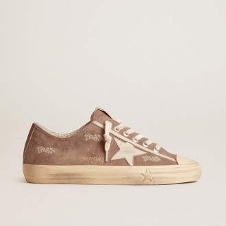 Golden Goose V-Star In Dove-Gray Suede With Light Gray Leather Star