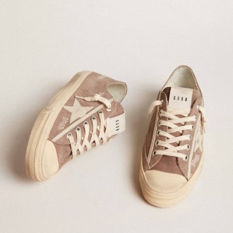 Golden Goose V-Star In Dove-Gray Suede With Light Gray Leather Star