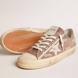Golden Goose V-Star In Dove-Gray Suede With Light Gray Leather Star