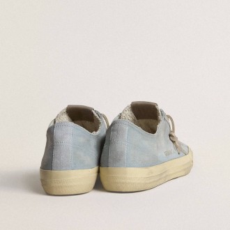 Golden Goose V-Star In Light Blue Canvas With Dove-Gray Leather Star Golden Goose V-Star In Light Blue Canvas With Dove-Gray Leather Star
