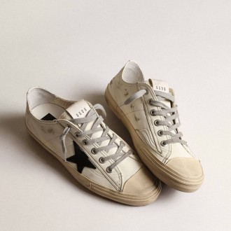 Golden Goose V-Star In Nappa Leather With Black Nubuck Leather Star Golden Goose V-Star In Nappa Leather With Black Nubuck Leather Star