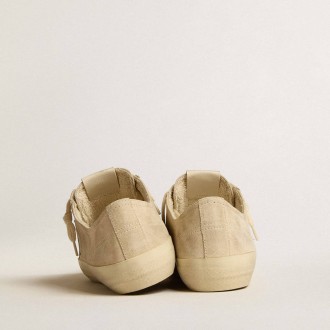 Golden Goose V-Star In Pearl Suede With Silver Metallic Leather Star