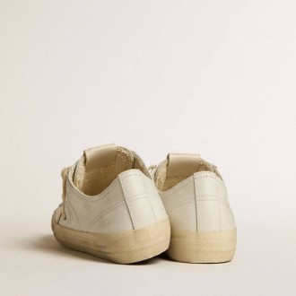 Golden Goose V-Star In White Leather With Gold Metallic Leather Star