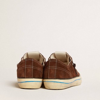 Golden Goose V-Star Ltd In Dark Brown Suede With Tone-On-Tone Star Golden Goose V-Star Ltd In Dark Brown Suede With Tone-On-Tone Star