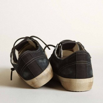 Golden Goose V-Star In Midnight-Blue Denim With Black Leather Star And Toe Golden Goose V-Star In Midnight-Blue Denim With Black Leather Star And Toe