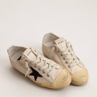 Golden Goose V-Star With Black Suede Star And Embroidered Lettering