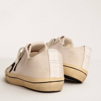 Golden Goose V-Star With Black Suede Star And Embroidered Lettering