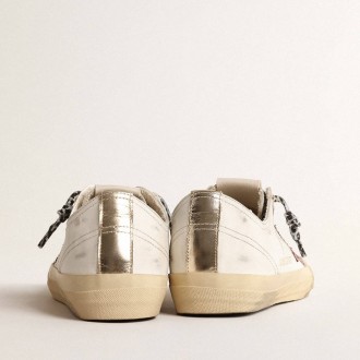 Golden Goose V-Star With Pink Glitter Star And Metallic Leather Heel Tab Golden Goose V-Star With Pink Glitter Star And Metallic Leather Heel Tab