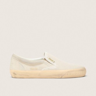 Golden Goose Vce Penstar In Beige Suede And Pearl-Colored Sequins