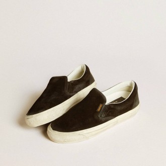 Golden Goose Vce Penstar In Black Suede With Black Leather Heel Tab