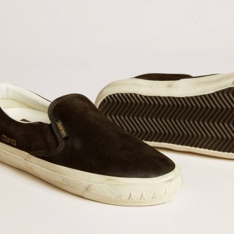 Golden Goose Vce Penstar In Black Suede With Black Leather Heel Tab