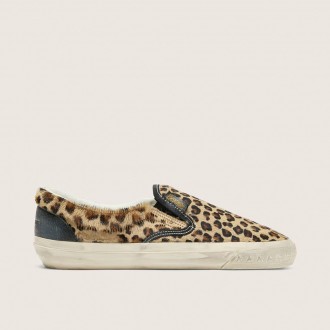 Golden Goose Vce Penstar In Leopard-Print Pony Skin With Black Leather Heel Tab