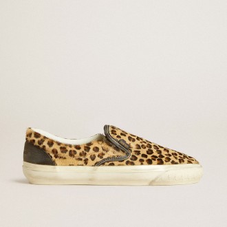 Golden Goose Vce Penstar In Leopard-Print Pony Skin With Black Leather Heel Tab