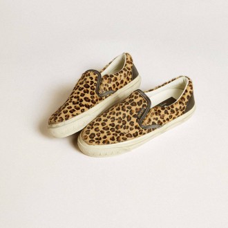 Golden Goose Vce Penstar In Leopard-Print Pony Skin With Black Leather Heel Tab
