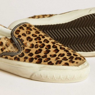Golden Goose Vce Penstar In Leopard-Print Pony Skin With Black Leather Heel Tab