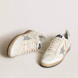 Golden Goose White Ball Star With A Swarovski Crystal Star And Heel Tab Golden Goose White Ball Star With A Swarovski Crystal Star And Heel Tab