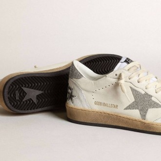 Golden Goose White Ball Star With A Swarovski Crystal Star And Heel Tab Golden Goose White Ball Star With A Swarovski Crystal Star And Heel Tab