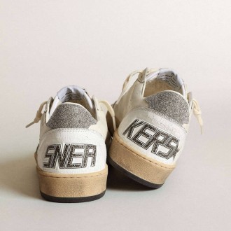 Golden Goose White Ball Star With A Swarovski Crystal Star And Heel Tab Golden Goose White Ball Star With A Swarovski Crystal Star And Heel Tab